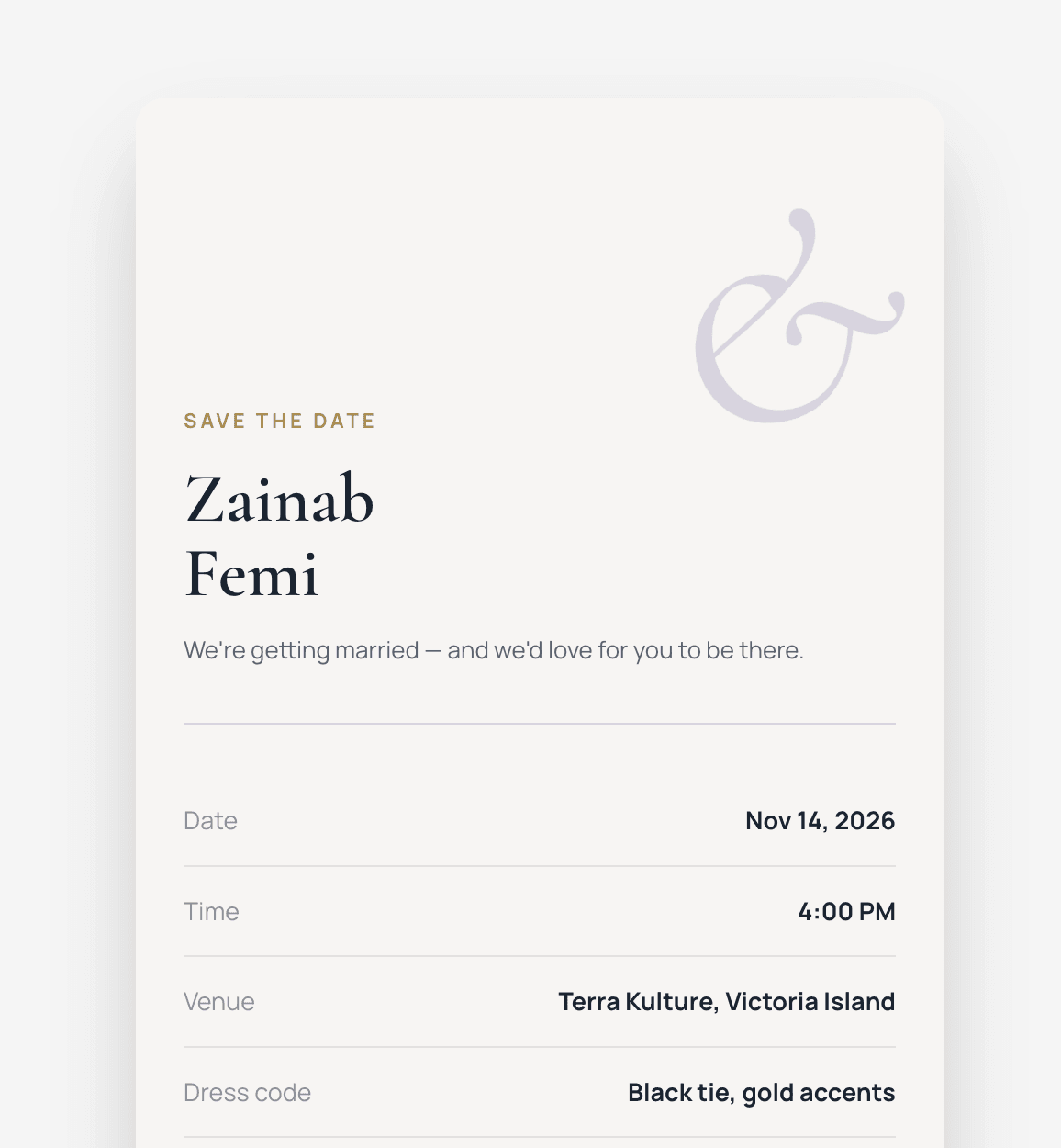 Ceremoni invitation preview